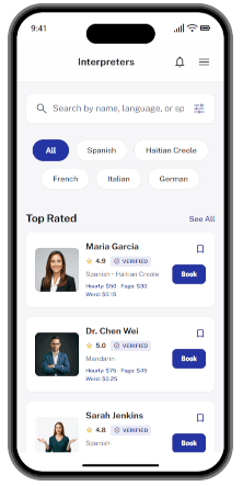 Interpreters connecting with clients